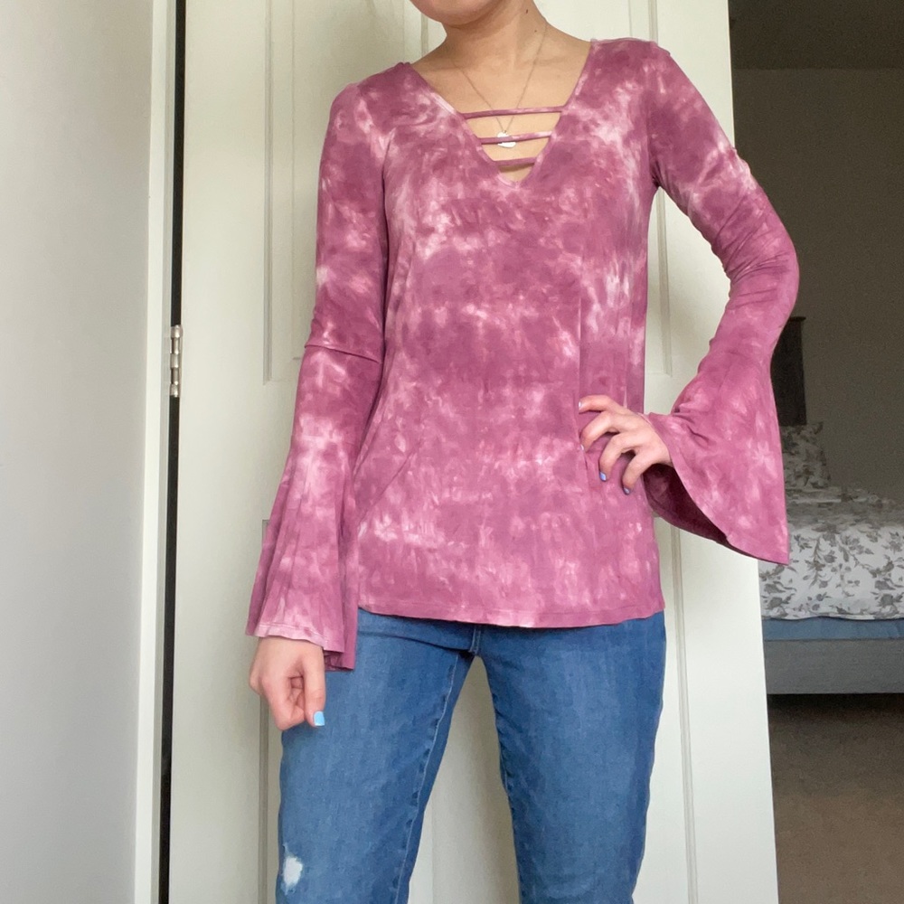 American Eagle Tie Dye Bell Sleeve Top